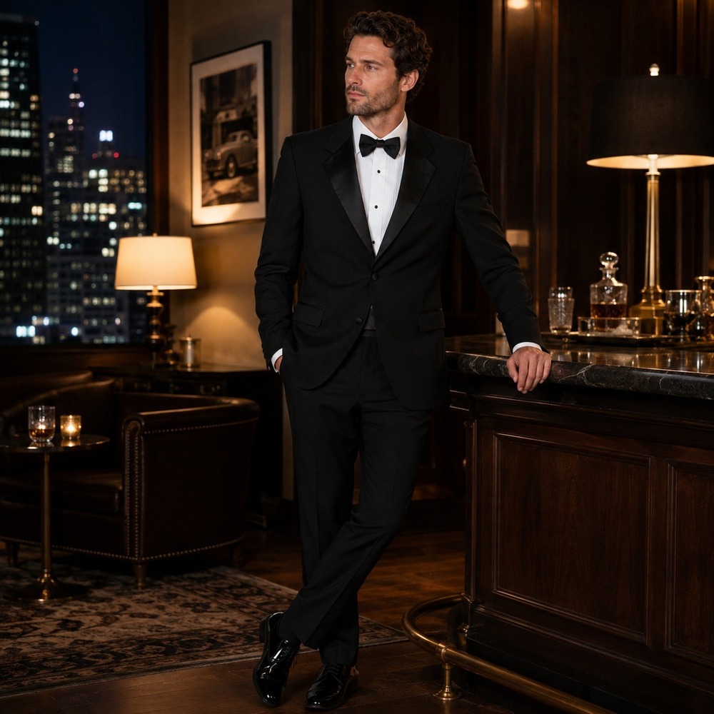 Kilburne & Finch Tuxedo Wool Blend 2 Piece Suit Formal Black Men's 40R W34